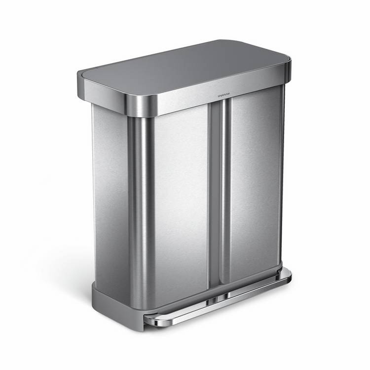 Buy Simplehuman 58 Litre Recycling Pedal Bin - Steel | Kitchen