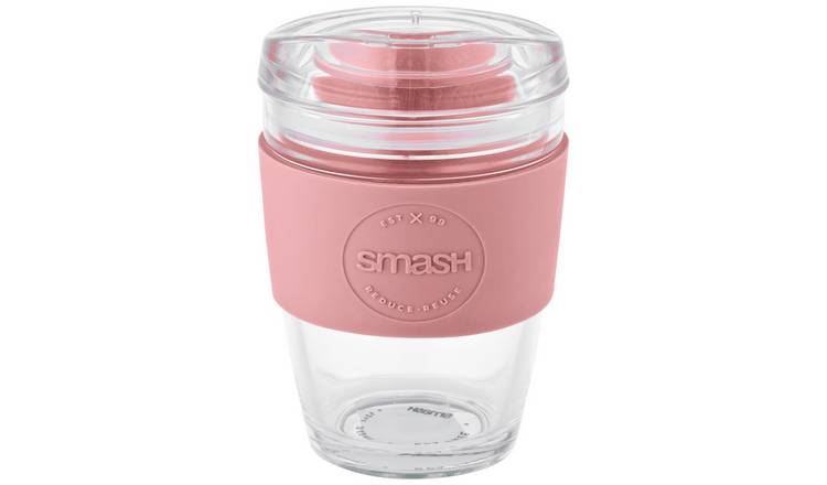 Smash Pink Glass Coffee Cup - 340ml