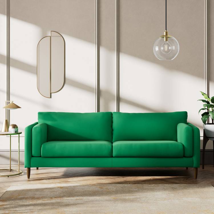 Habitat Newington Fabric 4 Seater Sofa - Green - Dark Leg 0