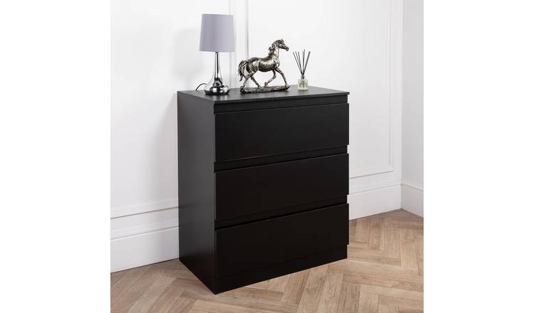 Home Treats Chest of 3 Drawers Wide - Black