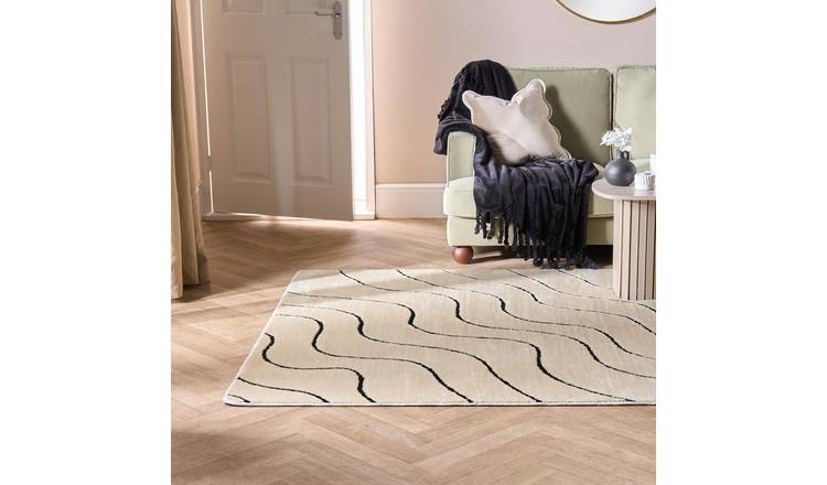 OHS Contrast Tufted Wave Rug - 120 x 170cm - Mono