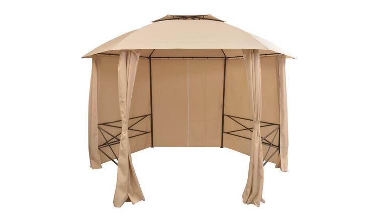 Walplus 360 x 265 cm Hexagonal Garden Marquee Pavilion Tent with Curtains