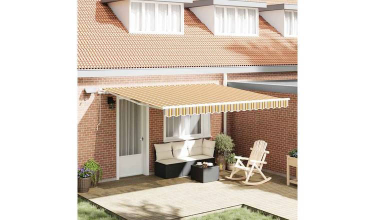 Walplus Polyester Retractable Awning - Multicolour - 400 x 300 cm - Quick Setup