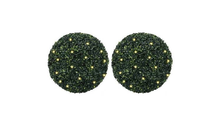 Walplus Pack of 2 Boxwood Balls with LED Lights - Green - 52 cm