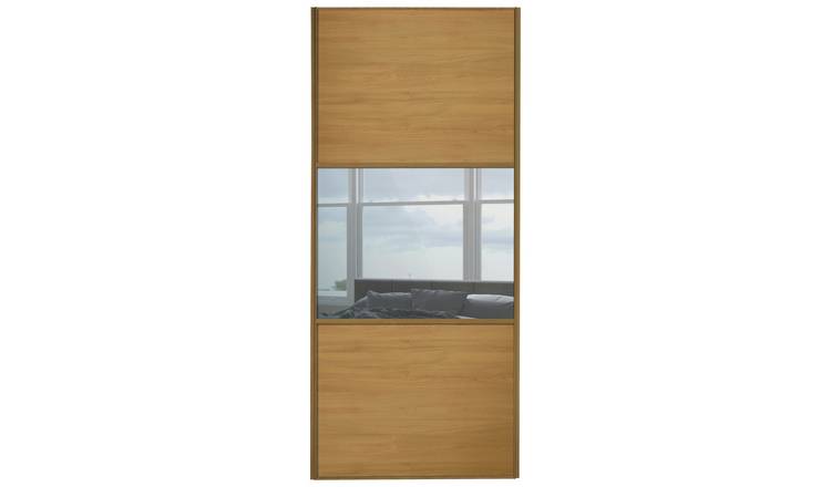 Buy Sliding Wardrobe Door W914mm 3 Panel Oak Mirror Sliding Wardrobes Argos