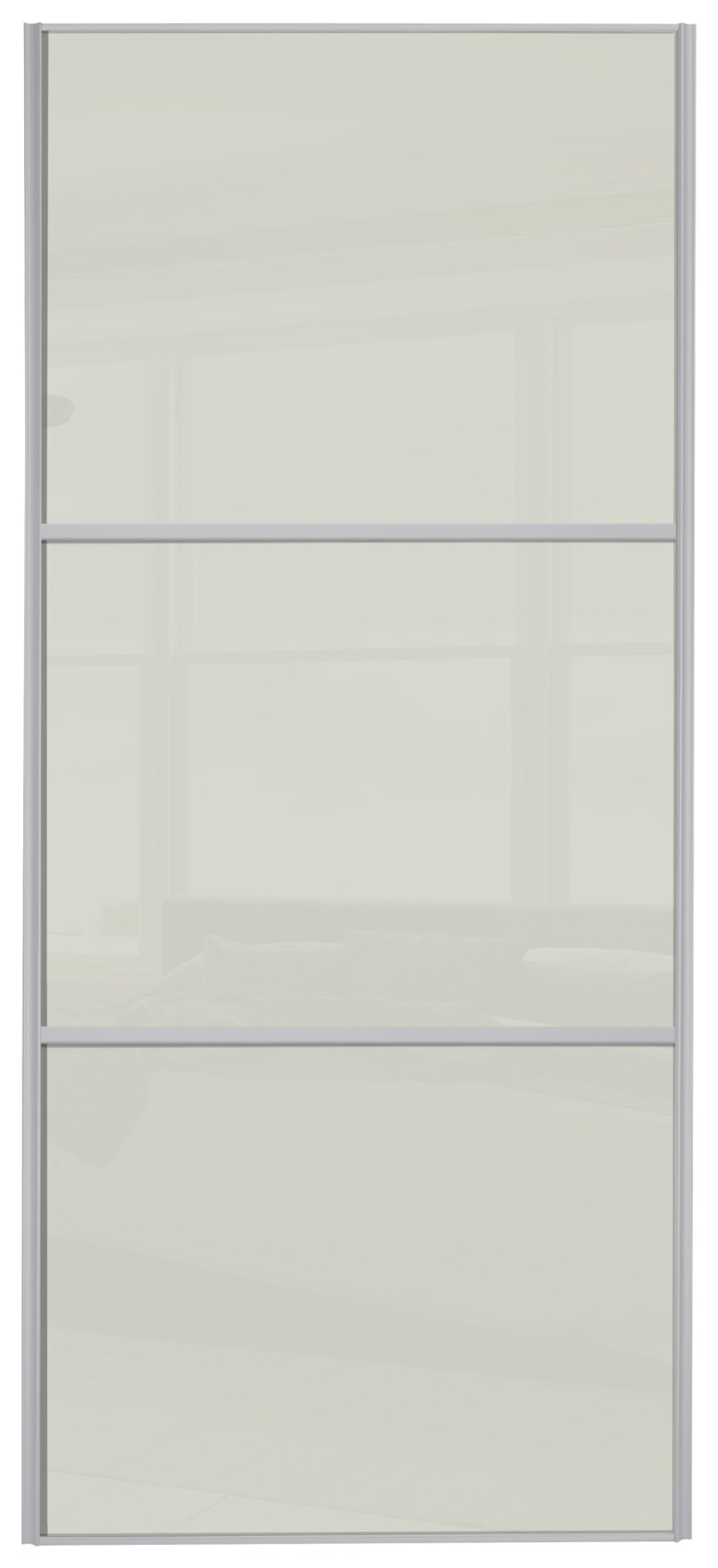 Sliding Wardrobe Door W914mm 3 Panel Soft White Glass