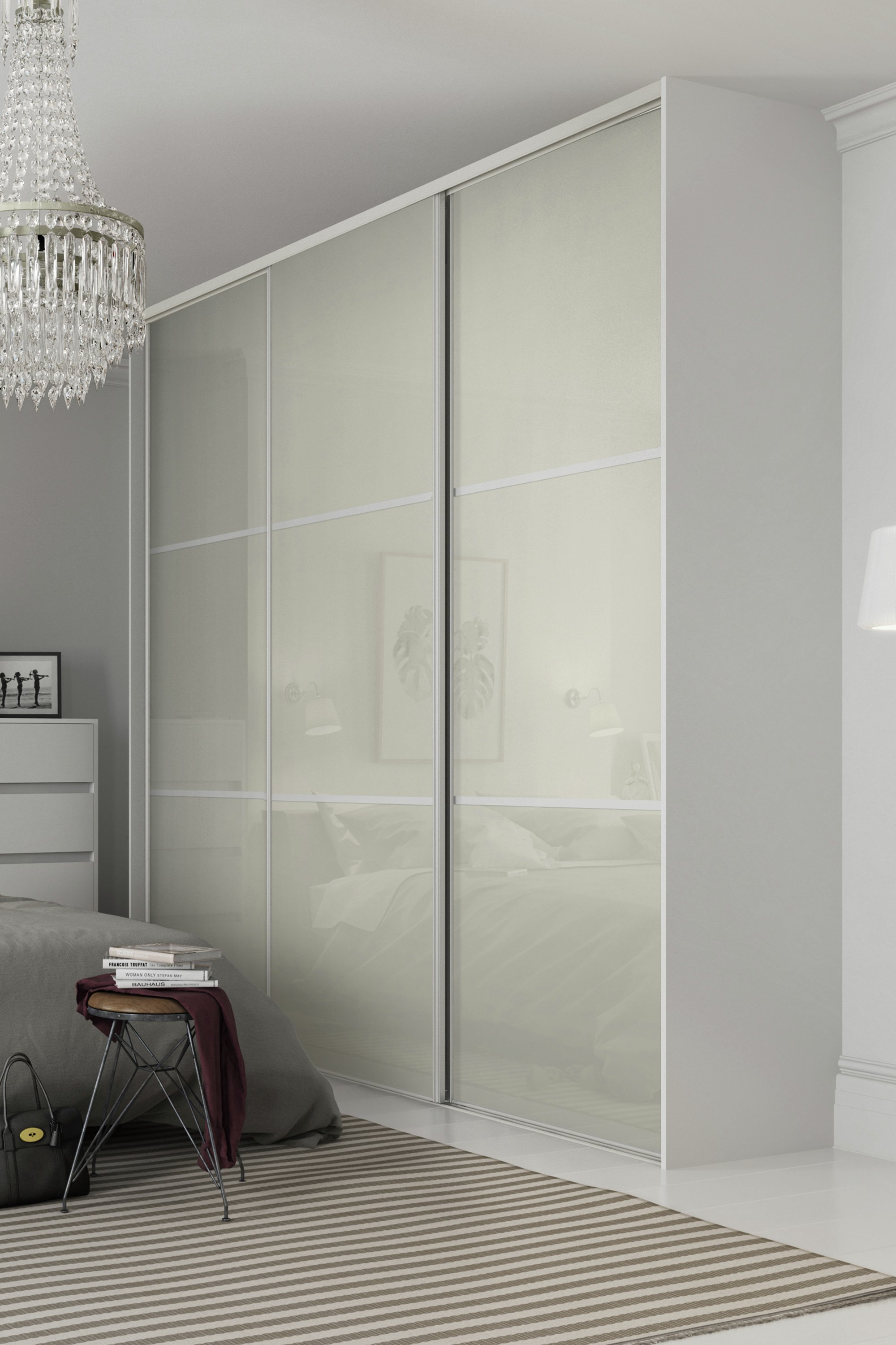 Sliding Wardrobe Door W914mm 3 Panel Soft White Glass Review