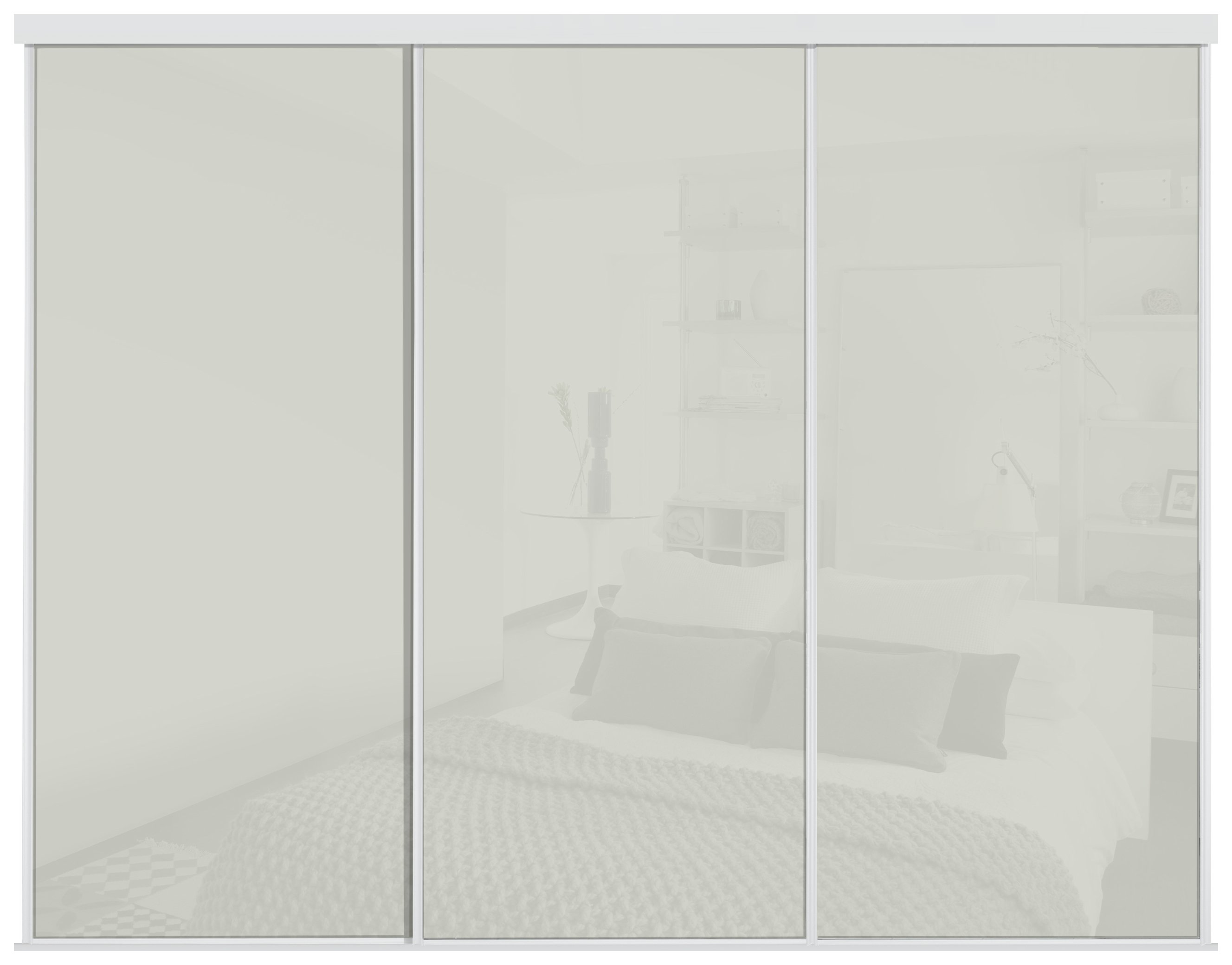 Sliding Wardrobe Door Kit W2235mm Arctic White Glass at Argos