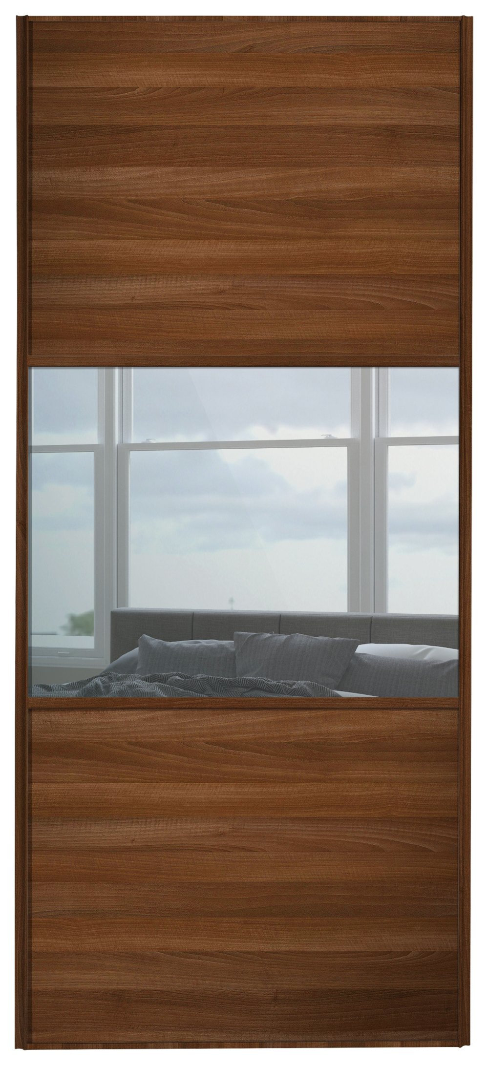 Sliding Wardrobe Door W762mm 3 Panel Walnut & Mirror review