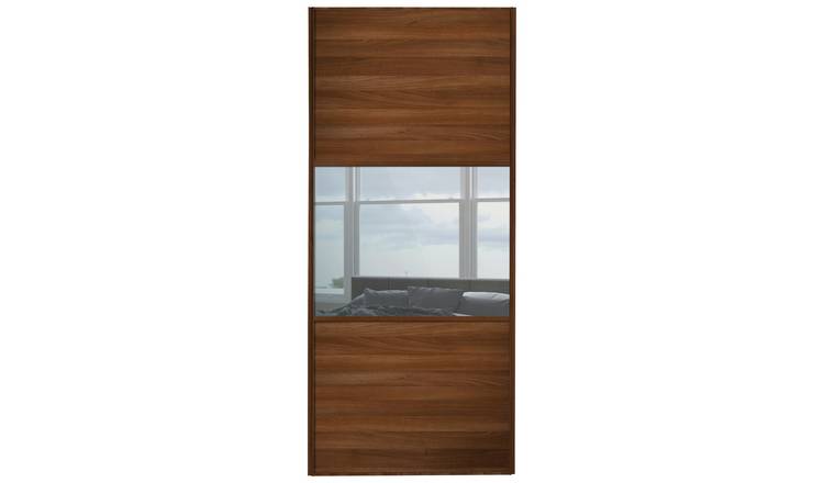 Buy Sliding Wardrobe Door W762mm 3 Panel Walnut Mirror Argos