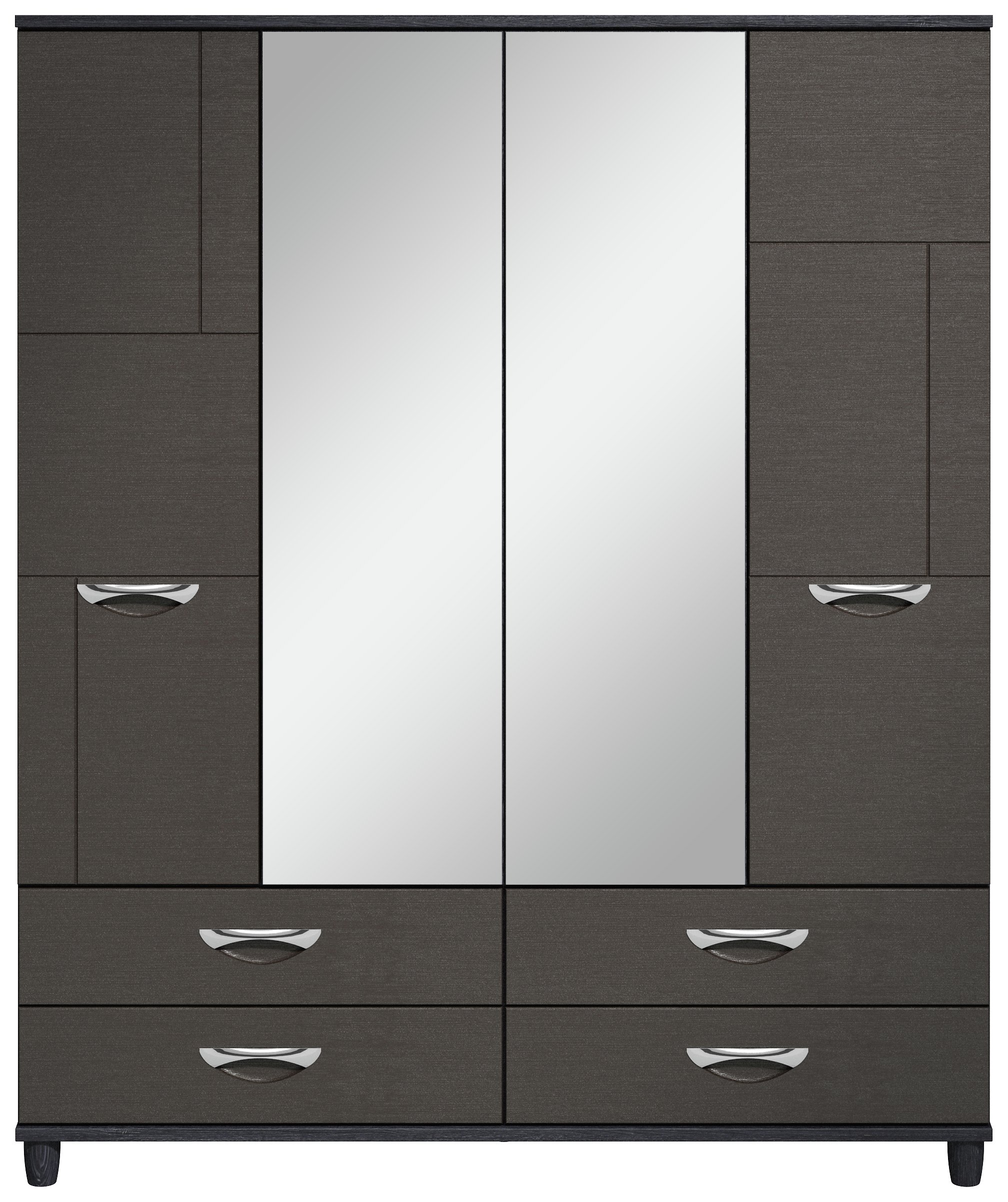 Myra 4 Door 4 Drawer Mirrored Wardrobe - Black Oak Effect