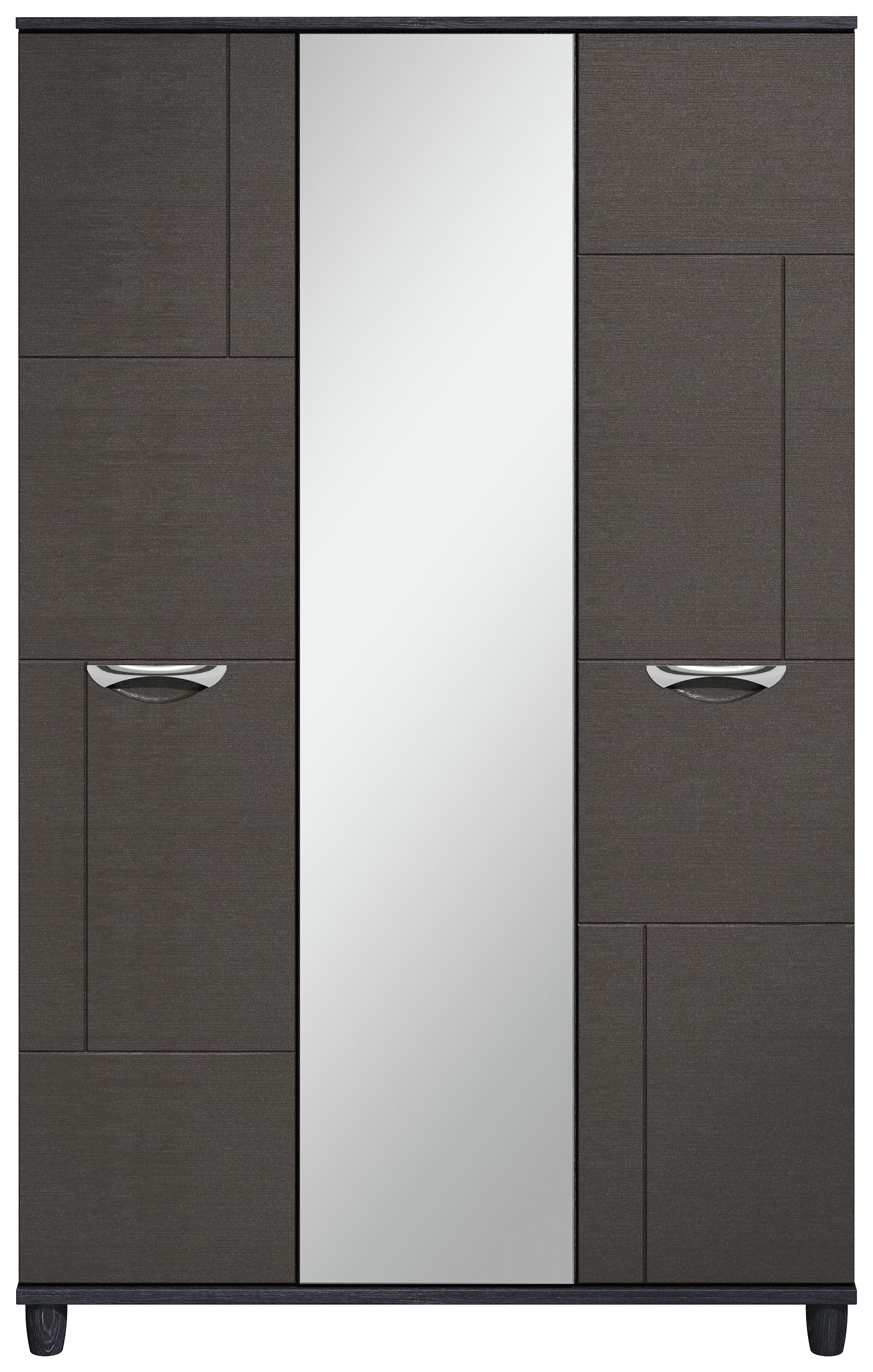 Myra 3 Door Mirrored Wardrobe - Black Oak Effect