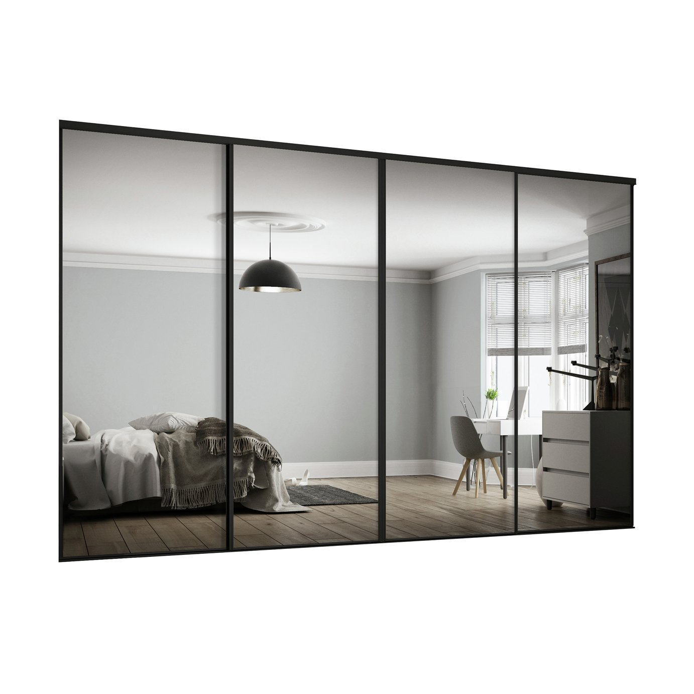 Sliding Wardrobe Door Kit W2997mm Black Frame Mirror. at Argos Reviews