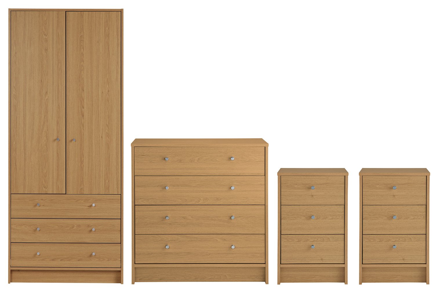 Argos Home Malibu 4 Piece 2 Door Wardrobe Set - Oak Effect