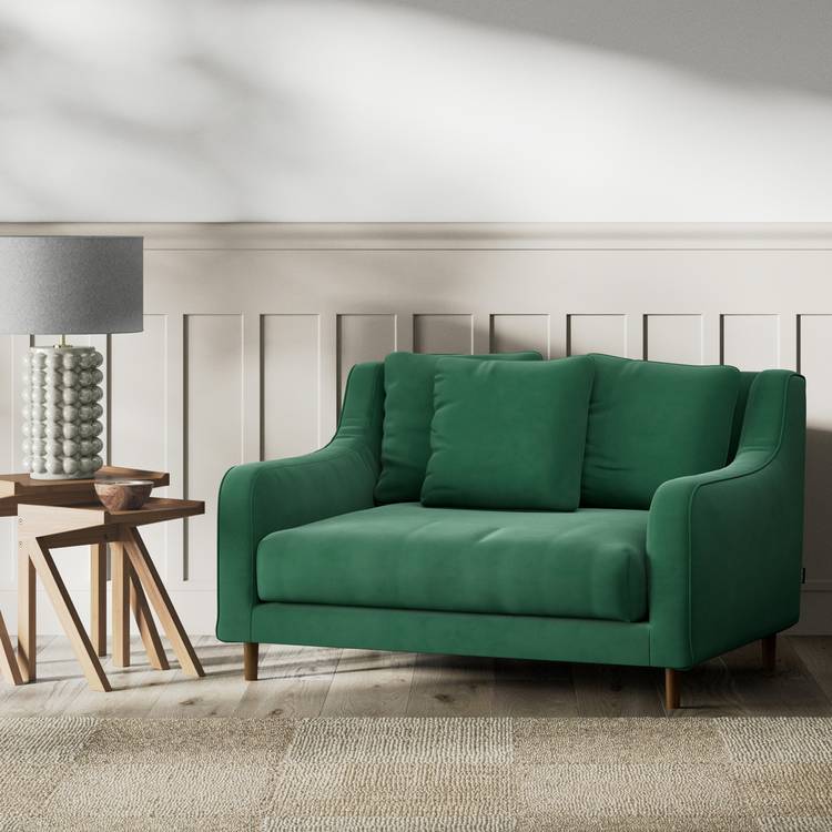 Habitat Swift Fabric Cuddle Chair - Green - Dark Leg 0