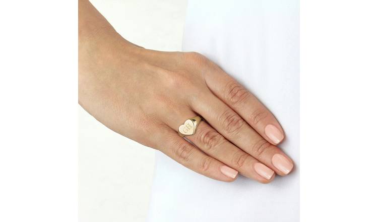 9ct Gold Personalised Heart Signet Ring - U