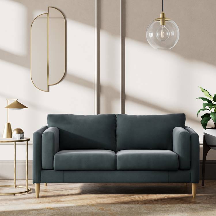 Habitat Newington Fabric 2 Seater Sofa - Charcoal - Ash Leg 0