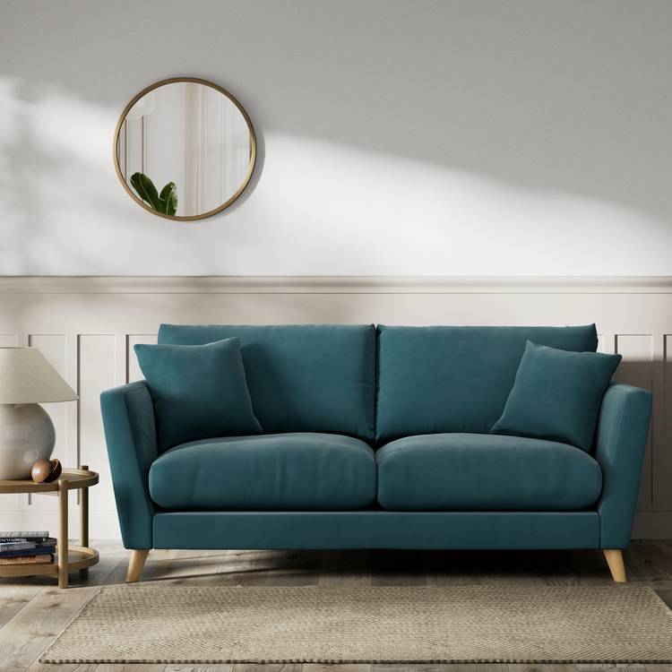 Habitat Lomond Fabric 3 Seater Sofa - Teal - Ash Leg 0