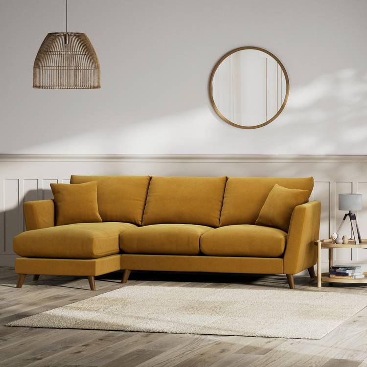 Habitat Lomond Left Hand Corner Sofa - Gold - Dark Leg 0