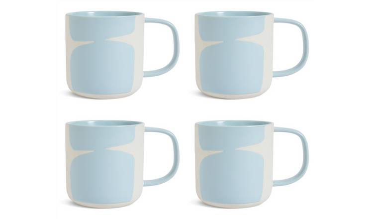 Habitat x Scion Lohko Set of 4 Stoneware Mugs - Blue