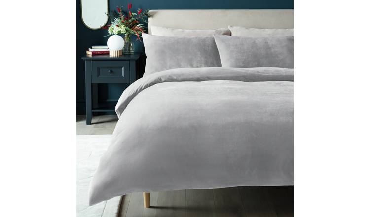 Argos Home Slinky Fleece Grey Bedding Set - Superking