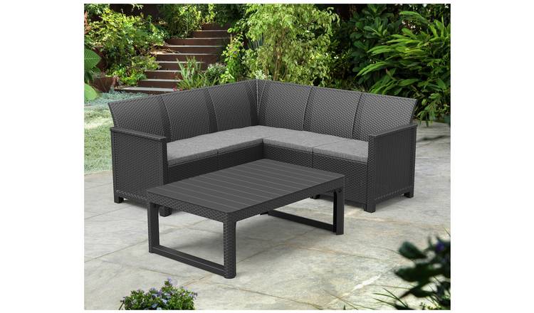 Grey rattan corner store sofa argos