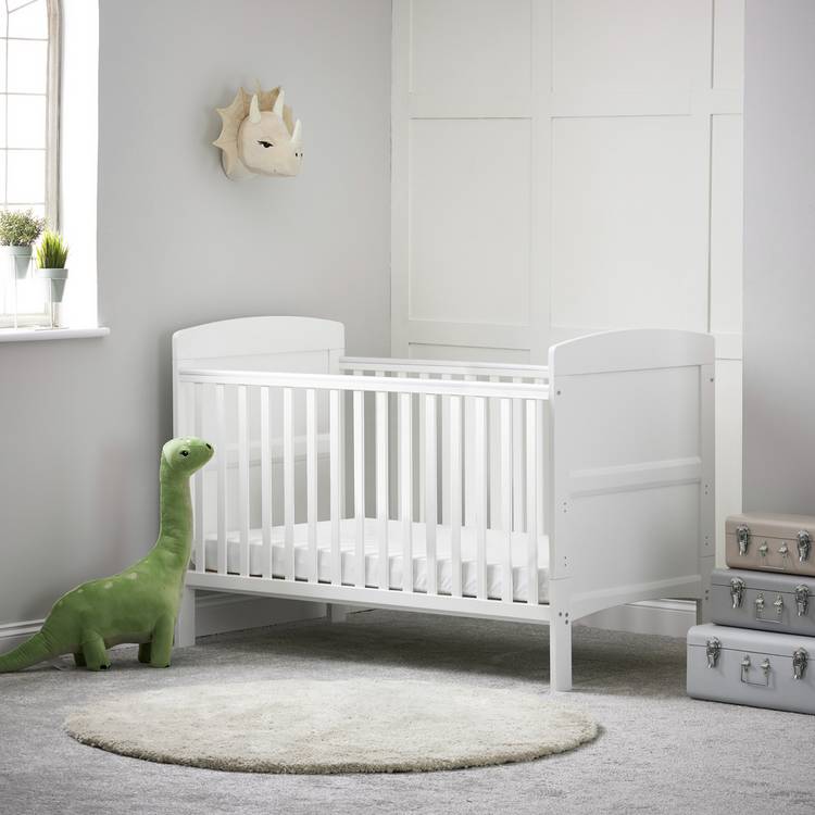 Obaby Grace Cot Bed, Cot Top Changer & Mattress – White 0