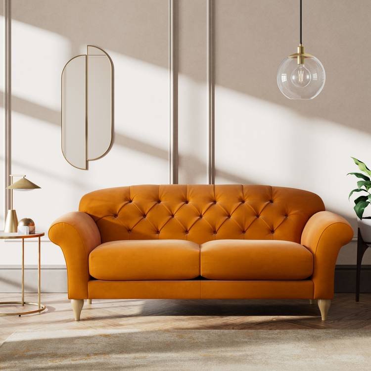 Habitat Brooker Fabric  3 Seater Sofa - Orange - Ash Leg  0