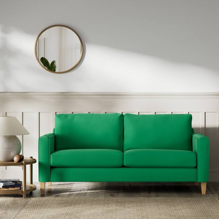 Habitat Flint Fabric 3 Seater Sofa - Emerald Green - Ash Leg 0