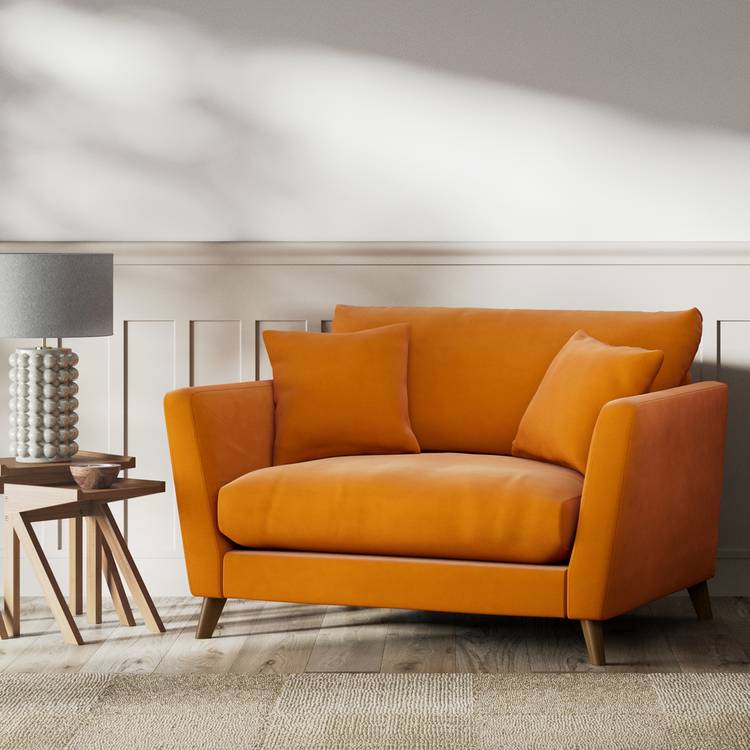 Habitat Lomond Fabric Cuddle Chair - Orange - Dark Leg 0