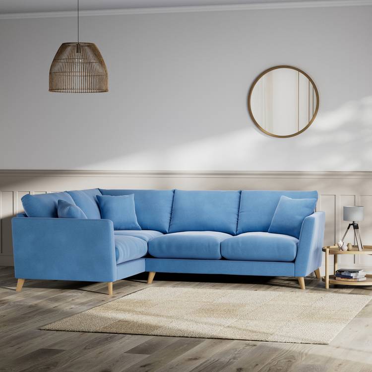 Habitat Lomond Left Hand Corner Sofa - Sky Blue - Ash Leg 0