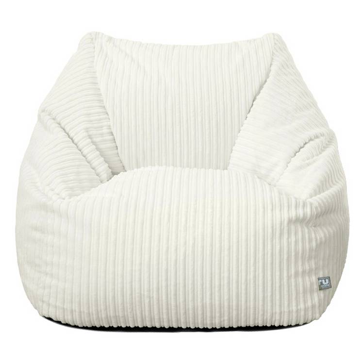 rucomfy Fabric Jumbo Cord Snuggle Chair Beanbag - Ivory 0
