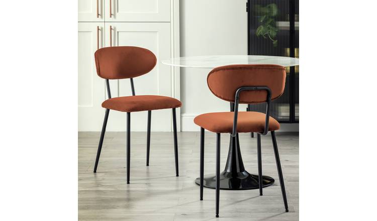 Habitat Ariana Pair of Velvet Dining Chairs - Copper