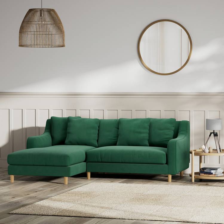 Habitat Swift left Hand Corner Sofa - Green - Ash Leg 0