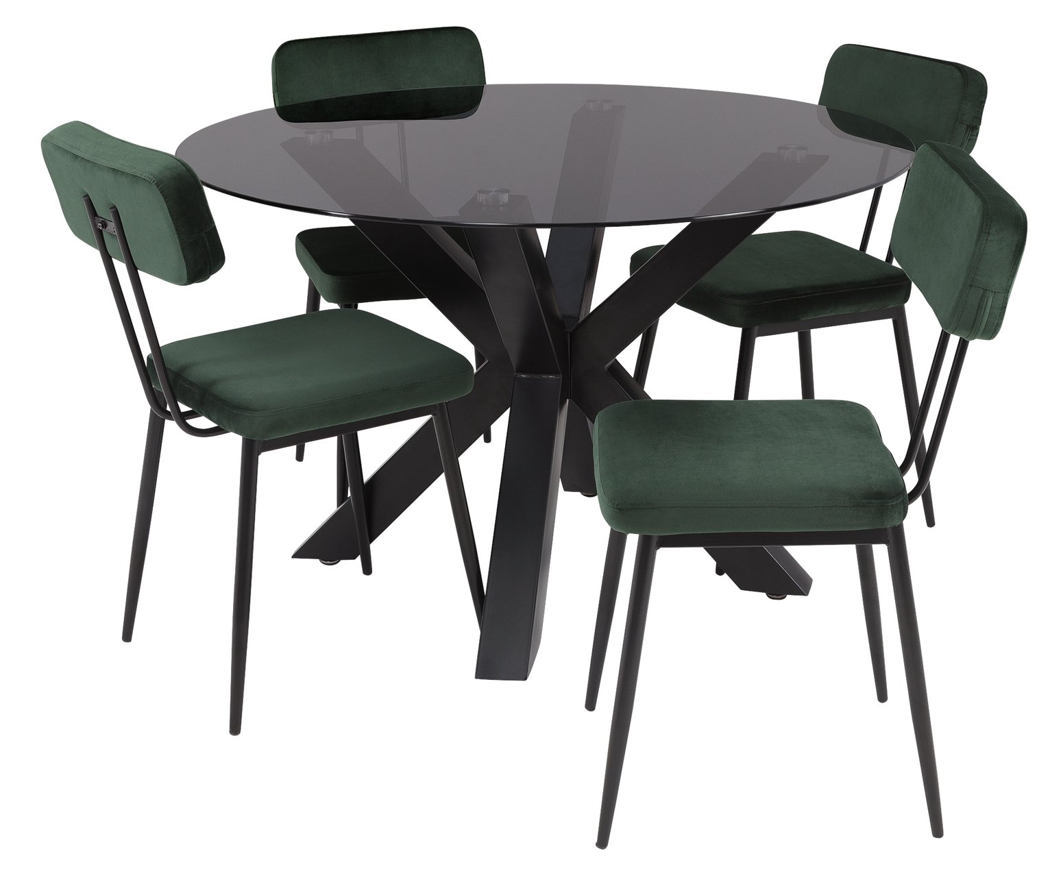 Argos Home Alden Smoked Glass Dining Table & 4 Green Chairs Review