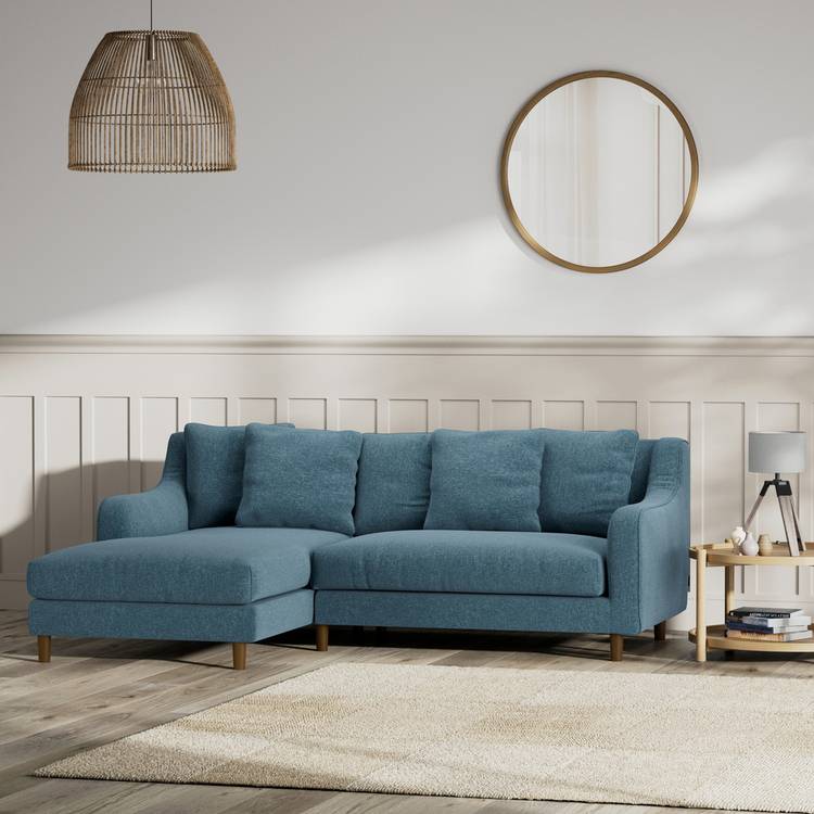 Habitat Swift Left Hand Corner Sofa - Blue - Dark Leg 0