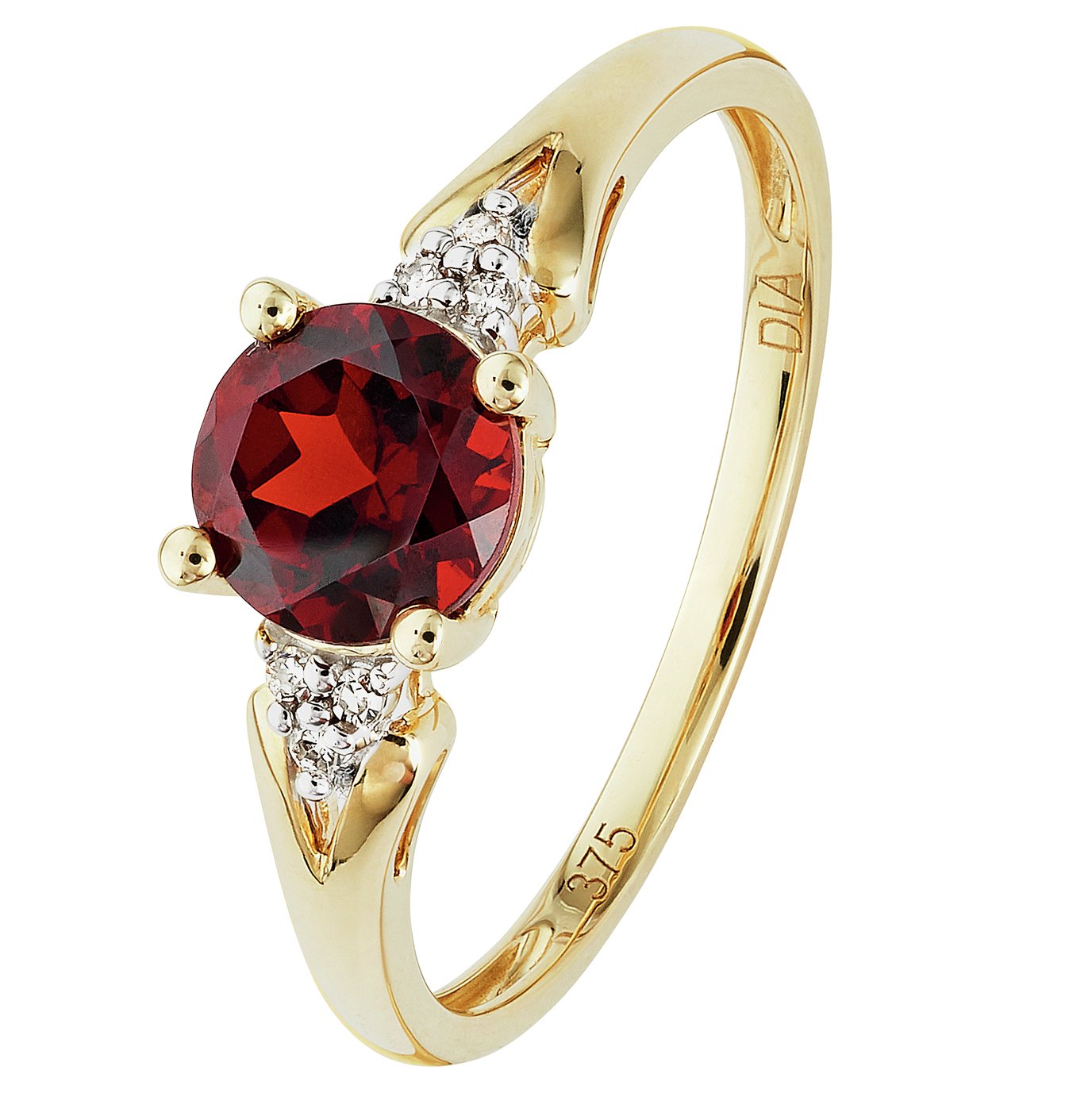 Revere 9ct Gold Garnet and Diamond Accent Ring - N