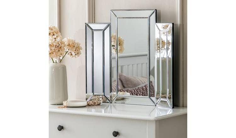 Habitat Black Folding Bevelled Dressing Table Mirror-50x56cm