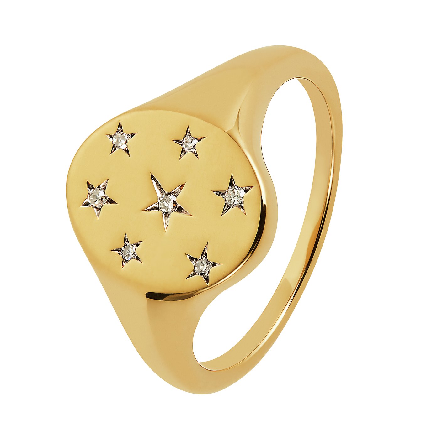 Revere 9ct Gold Plated 0.04ct tw Diamond Star Signet Ring -V Review