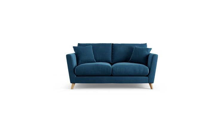 Habitat Lomond Velvet 2 Seater Sofa - Blue - Ash Leg