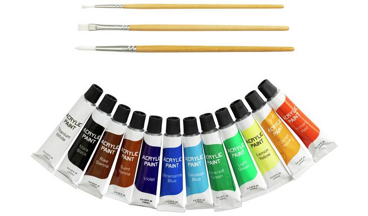 Argos Home Pack Of 12 Acrylic Paints - Multicoloured