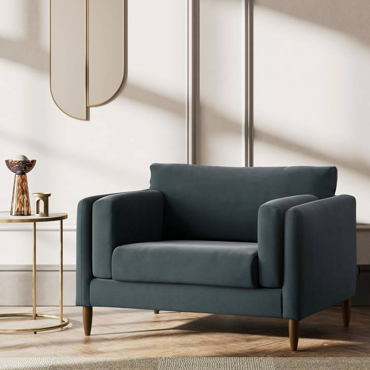 Habitat Newington Fabric Cuddle Chair - Charcoal - Dark Leg 0