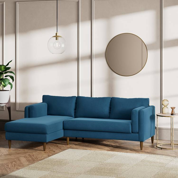 Habitat Newington Left Hand Corner Sofa - Ink Blue-Dark Leg 0