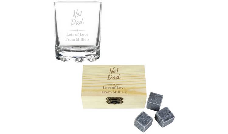 Personalised Message Number One Cooling Stones And Glass Set