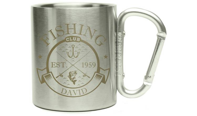 Personalised Message Fishing Club Stainless Steel Mug-Silver