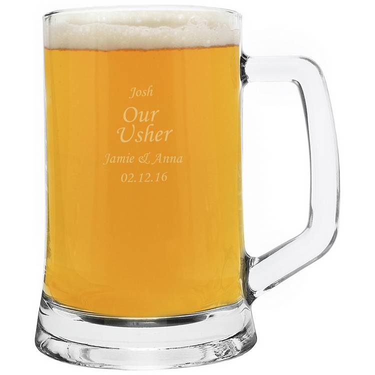 Personalised Message Engraved Pint Stern Tankard Glass 0