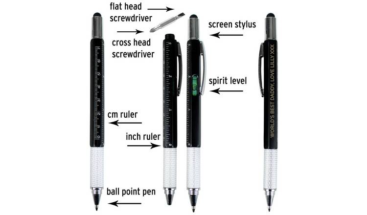 Personalised Message Free Text Multi Tool Pen - Black