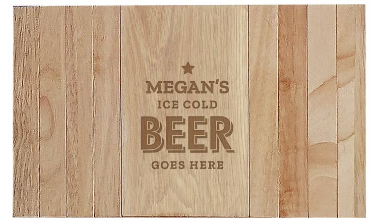 Personalised Message Beer Goes Here Wooden Sofa Tray