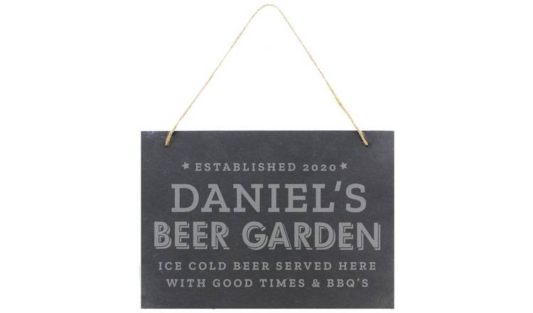 Personalised Message Beer Garden Hanging Large Slate Sign