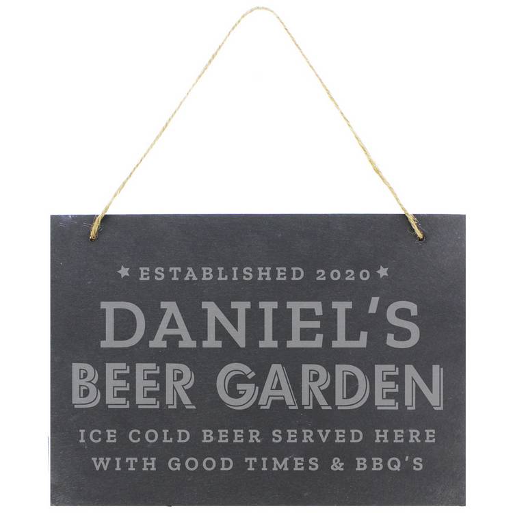 Personalised Message Beer Garden Hanging Large Slate Sign 0